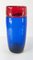 Vase Mid-Century en Verre Bubble Art Rouge et Bleu 3