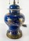 Chinesische Chinoiserie Glas Tischlampe in Puderblau & Vergoldetem Ingwer 3