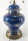 Chinesische Chinoiserie Glas Tischlampe in Puderblau & Vergoldetem Ingwer 5