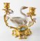 Vergoldeter italienischer Mid-Century Schwan Kerzenständer aus Bronze & Keramik 5