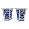 Chinoiserie Blue and White Porcelain Hexagonal Vases, Set of 2 1