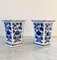 Chinoiserie Blue and White Porcelain Hexagonal Vases, Set of 2 3