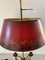 Mid-20th Century Brass Three-Arm Horn Bouillotte Lamp with Red Tole Shade 3