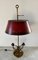 Mid-20th Century Brass Three-Arm Horn Bouillotte Lamp with Red Tole Shade 11