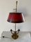 Mid-20th Century Brass Three-Arm Horn Bouillotte Lamp with Red Tole Shade 10