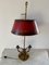 Mid-20th Century Brass Three-Arm Horn Bouillotte Lamp with Red Tole Shade, Image 10