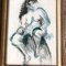 Desnudo Femenino, Años 70, Dibujo Al Pastel, Enmarcado, Imagen 2