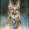 Perro pastor alemán, años 70, Pintura sobre lienzo, Enmarcado, Imagen 2
