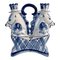 Russian Blue and White Porcelain Double Horse Candleholder 1