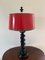 Ebonized Oak Barley Twist Table Lamp with Red Lacquered Shade 9