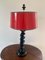 Ebonized Oak Barley Twist Table Lamp with Red Lacquered Shade 8