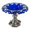 19th Century Blue to Clear Cut Glass Compote with Continental Silver Base 1