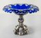 19th Century Blue to Clear Cut Glass Compote with Continental Silver Base 6
