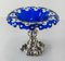 19th Century Blue to Clear Cut Glass Compote with Continental Silver Base 13
