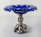 19th Century Blue to Clear Cut Glass Compote with Continental Silver Base 4