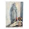 Modernes Stillleben mit Madonna Statue & Blumen, 1950er, Malerei auf Leinwand 1