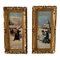 Snowball Fight, 1800s, Oil on Boards, Framed, Set of 2 1