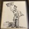 Paperboy, años 50, dibujo al carboncillo, enmarcado, Imagen 2