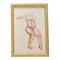 Abstract Female Nude Study, 1950s, Sepia Drawing, Framed 1