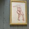 Estudio desnudo femenino abstracto, años 50, Dibujo sepia, Enmarcado, Imagen 2