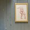 Abstract Female Nude Study, 1950s, Sepia Drawing, Framed, Image 4