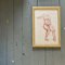 Estudio desnudo femenino abstracto, años 50, Dibujo sepia, Enmarcado, Imagen 4