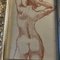 Dibujo de estudio desnudo de mujer, años 70, Lápiz sobre papel, enmarcado, Imagen 2
