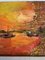 Paesaggio marino al tramonto con barca a vela, anni '60, dipinto, con cornice, Immagine 3