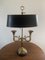 Mid 20th Century Brass Horn Bouillotte Lamp with Black Tole Shade, Image 13