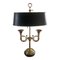 Mid 20th Century Brass Horn Bouillotte Lamp with Black Tole Shade 1