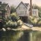 Boathouse Landscape, 1970s, Painting on Canvas, Framed 4