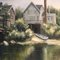 Boathouse Landscape, anni '70, dipinto su tela, con cornice, Immagine 4