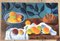 Natura morta da tavolo con frutta e pane, anni '90, dipinto su tela, Immagine 7