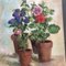 Plantas con flores en macetas, años 70, pintura en lienzo, Imagen 3
