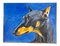 Ritratto di cane dobermann grande, anni '80, dipinto su tela, Immagine 1