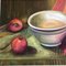 L. Cohen, Bodegón con cuenco y manzanas, años 80, Pintura sobre lienzo, Enmarcado, Imagen 3