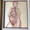 Abstract Female Nude, 1950s, Crayon and Linen on Paper, Framed 2