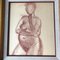 Abstract Female Nude, 1950s, Crayon and Linen on Paper, Framed, Image 2