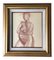 Abstract Female Nude, 1950s, Crayon and Linen on Paper, Framed 1