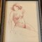 Desnudo Femenino, Dibujo Sepia, Años 70, Enmarcado, Imagen 2