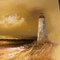 Seascape Painting with Lighthouse and Seagulls, 1960s, Painting on Canvas 4