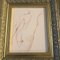 Female Nude Studies, Sepia Drawings, 1980s, Framed, Set of 2 3