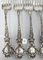 Late 19th Century Jester Face Decorated Sterling Silver Dinner Forks - Set of 6, Set of x 4