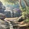 Bosque con paisaje de arroyo, años 50, pintura sobre cartón, Imagen 3