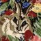 Vintage Hand Done Needlepoint Picture Rabbit in Flowers 2