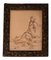 Nude Figures on Beach, 1960s, Sepia Ink on Paper, Framed, Image 1