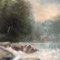 Paesaggio fluviale con cascate e rocce, anni '60, dipinto su tela, con cornice, Immagine 3