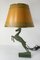 Verdigris Bronze Leaping Gazelle Impala Boudoir Table Lamp, Image 11