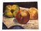 Pintura de naturaleza muerta Manzana / naranja / pimiento verde, años 80, Pintura en lienzo, Imagen 1