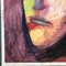Dibujo de retrato abstracto en colores pastel original grande, años 70, papel, Imagen 3